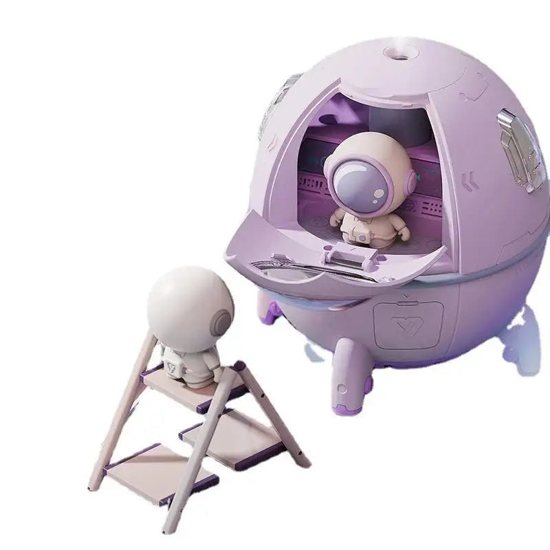AmoorCity Ultrasonic Diffuser with Colorful Lights. This spaceship-shaped diffuser uses ultrasonic waves to disperse essential oils and humidify the air. It features colorful lights for a relaxing ambiance. pen_spark