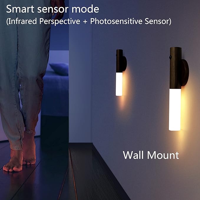 AmoorCity LED USB Wireless Wood Stick Night Light