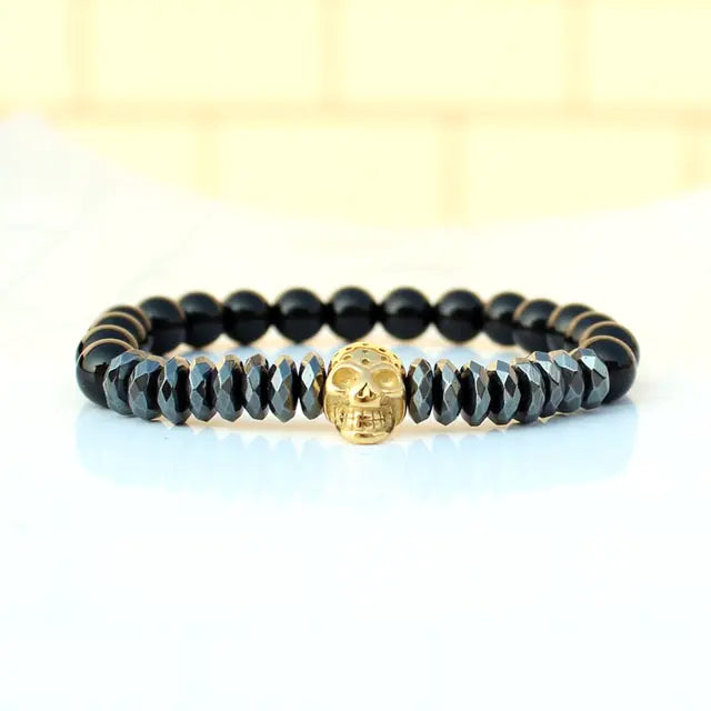 AmoorMen Black Bracelet, Cubic Zirconia, Crown, Black Stone Bracelets. Men's black bracelet with cubic zirconia stones and a crown design. Sophisticated and bold accessory for everyday wear or special occasions.