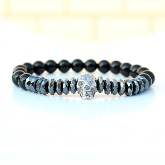 AmoorMen Black Bracelet, Cubic Zirconia, Crown, Black Stone Bracelets. Men's black bracelet with cubic zirconia stones and a crown design. Sophisticated and bold accessory for everyday wear or special occasions.