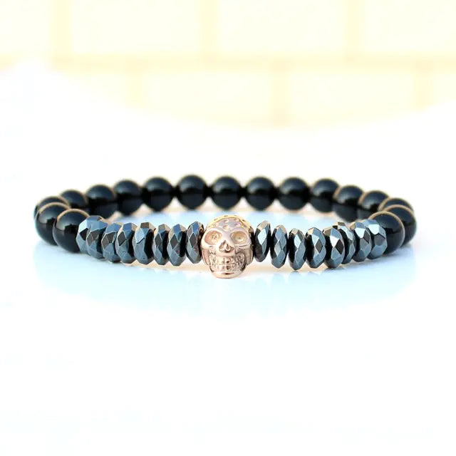 AmoorMen Black Bracelet, Cubic Zirconia, Crown, Black Stone Bracelets. Men's black bracelet with cubic zirconia stones and a crown design. Sophisticated and bold accessory for everyday wear or special occasions.